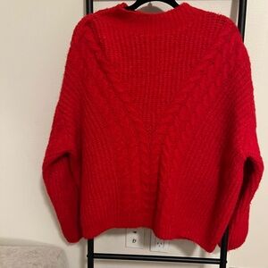 Universal Thread Vibrant Red Cable Knit Sweater